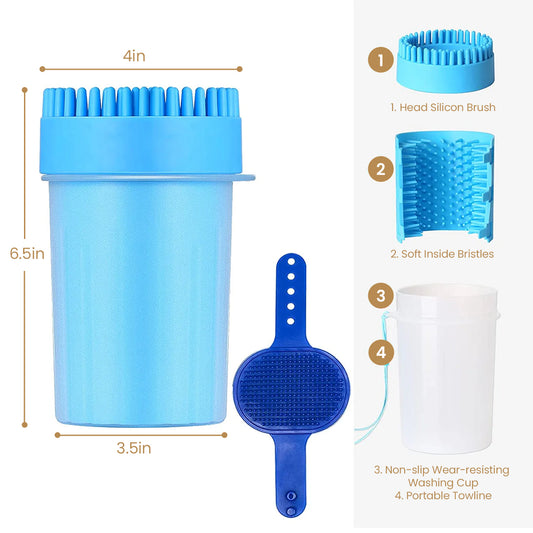 2-in-1 Silicone Dog Paw Washer & Grooming Brush