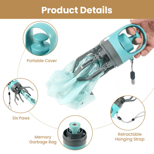 Dog Poop Scooper Set Claw Waste Picker with Leash Clip
