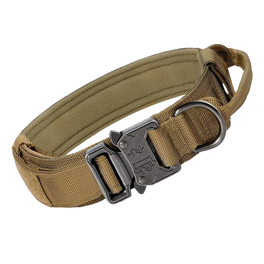 Heavy Duty Tactical Dog Collars with Handle Military Collar with Patch Outdoor Training and Walking for Medium and Large Dogs